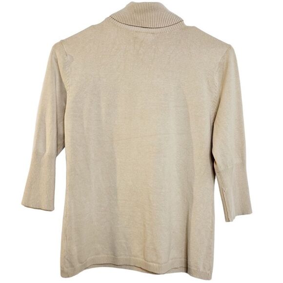 Worthington 3/4 Sleeve Turtleneck Sweater Tan Size Small - Picture 3 of 5
